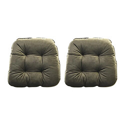 Vente-Unique Lot de 2 galettes de chaise matelassées réversibles - 40 x 40 cm - Vert kaki et gris clair - DOLASO 