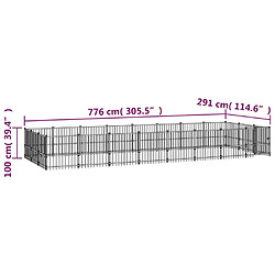 vidaXL Chenil d'extérieur pour chiens Acier 22,58 m² pas cher