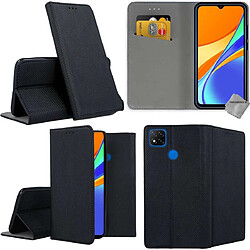 Htdmobiles Housse etui portefeuille avec coque intérieure en silicone pour Xiaomi Redmi 10A + film ecran - NOIR MAGNET