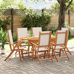 vidaXL Ensemble à Manger de jardin 7pcs bois d'acacia solide textilène