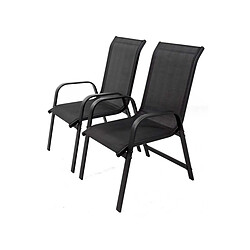 Habitat Et Jardin Lot de 2 fauteuils de jardin Porto alu/textilène - Noir