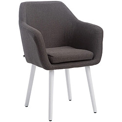 Decoshop26 Fauteuil de salle à manger x1 en tissu gris foncé rembourrage confortable structure à quatre pieds en bois blanc 10_0002255