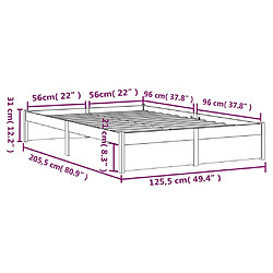 vidaXL Cadre de lit sans matelas bois massif 120x200 cm pas cher