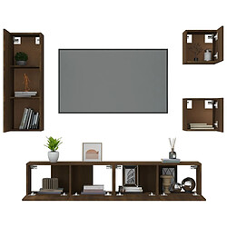 Maison Chic Ensemble de meubles TV 5 pcs | Banc TV Moderne pour salon | Meuble de Rangement - Chêne marron Bois d'ingénierie -MN30558 pas cher