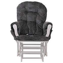 Mendler Fauteuil relax HWC-C76, fauteuil à bascule Fauteuil à bascule avec pouf Tissu/Textile Chenille (465g/m²) ~ gris foncé, piètement blanc pas cher