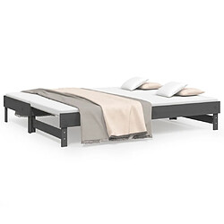 vidaXL Lit coulissant sans matelas gris 2x(90x200) cm