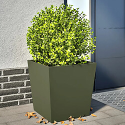 vidaXL Jardinières 2 pcs vert olive 50x50x50 cm acier