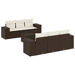 vidaXL Salon de jardin avec coussins 7 pcs marron résine tressée