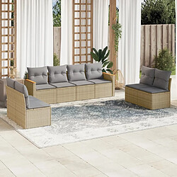 Maison Chic Ensemble à manger d'extérieur 8 pcs avec coussins,Salon de jardin,Mobilier de jardin mélange beige résine tressée -GKD589262