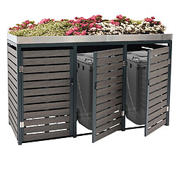 Decoshop26 Abris poubelles verrouillable avec bac à plantes jardinière 124x200x84 cm wpc acier inoxydable 107kg anthracite 04_0008236