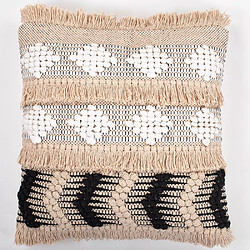 ICONIK INTERIOR Coussin carré design boho Bali en coton, coussin + rembourrage - Herai Noir