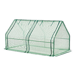 Helloshop26 Châssis de jardin nissewaard à 2 fenêtres en acier et polyéthylène 180 x 90 x 90 cm vert 03_0008269