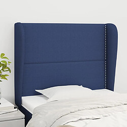 Maison Chic Tête de lit moderne avec oreilles pour chambre - Décoration de lit Bleu 83x23x118/128 cm Tissu -MN34946