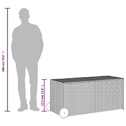 vidaXL Boîte de rangement de jardin et roues noir 283L résine tressée pas cher