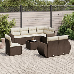 vidaXL Salon de jardin avec coussins 9 pcs marron résine tressée