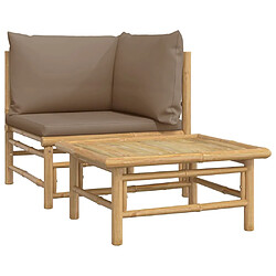 Maison Chic Salon de jardin 2 pcs avec coussins - Table et chaises d'extérieur - Mobilier/Meubles de jardin Moderne taupe bambou -MN22731