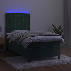 Avis vidaXL Sommier à lattes de lit et matelas et LED Vert foncé 90x190 cm