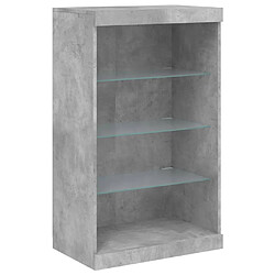 Avis Maison Chic Commode Buffet - Meuble de rangement avec lumières LED gris béton 60,5x37x100 cm -GKD72540