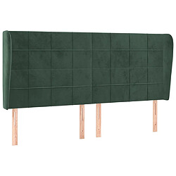 vidaXL Tête de lit avec oreilles Vert foncé 203x23x118/128 cm Velours