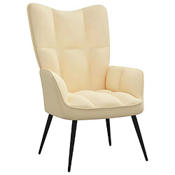 Maison Chic Chaise de relaxation | Fauteuil relax avec repose-pied Blanc crème Velours -GKD54065 pas cher