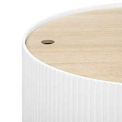 Avis Pegane Table basse ronde avec couvercle en bois MDF coloris blanc - diamètre 55 x Hauteur 38 cm