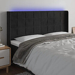 Maison Chic Tête de lit scandinave à LED,meuble de chambre Noir 203x16x118/128 cm Velours -MN28283