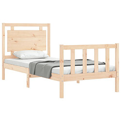 Acheter Maison Chic Cadre/structure de lit avec tête de lit pour adulte - Lit Moderne Chambre petit simple bois massif -MN58114