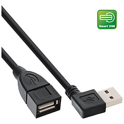 InLine® USB 2.0 Smart Cable coudé + réversible Type A mâle à femelle noir 2m