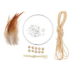 Kits Matériel Dream Catcher DIY Boucle En Fer, Cordon En Daim, Plume, Perles Beige