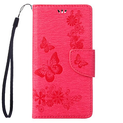 Wewoo Coque Magenta Wiko U Feel Lite Étui en cuir à rabat avec motif fleurs et papillon avec boucle magnétique Titulaire & Slots de cartes Portefeuille