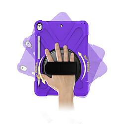 Acheter Coque en TPU Combiné en forme de X avec béquille pivotante sur 360 degrés et sangle à la main violet pour votre Apple iPad Air 10.5 pouces (2019)