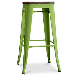 ICONIK INTERIOR Tabouret de bar design industriel - Bois et acier - 76cm - Stylix Vert clair