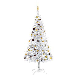 vidaXL Arbre de Noël artificiel pré-éclairé/boules argenté 180 cm PET