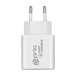 Prion Books Chargeur Secteur USB-C 3A Power Delivery 20W Charge Rapide Compact Prio Blanc