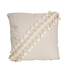 Coussin Romimex Blanc Pompons 45 x 10 x 45 cm