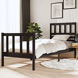 Maison Chic Lit Moderne Chambre - Cadre/structure de lit pour adulte Noir Bois massif 75x190 cm Petit simple -MN96773