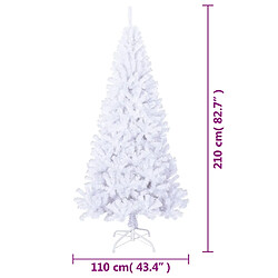 vidaXL Arbre de Noël artificiel avec branches épaisses blanc 210cm PVC pas cher