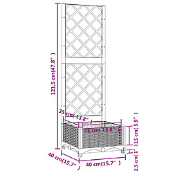 vidaXL Jardinière avec treillis Blanc 40x40x121,5 cm PP pas cher