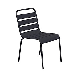 Mes Ensemble table de jardin carrée + 4 chaises en métal gris - BACA pas cher