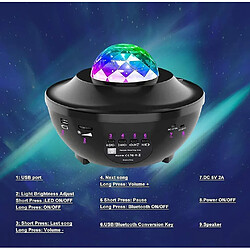 Universal Vidéoprojecteur LED, projecteur nuageux rotatif étoilé, veilleuse télécommandée, lecteur de musique couleur pour Noël, Pâques ou Halloween, (noir)