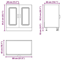 vidaXL Meuble bas pour évier Kalmar noir 80x46x81,5 cm bois ingénierie pas cher