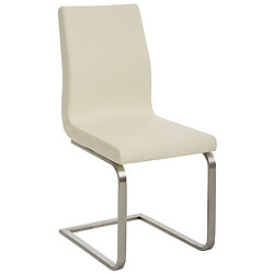 Decoshop26 Lot de 2 chaises de salle à manger style cantilever en tissu crème pieds forme luge en acier inoxydable 10_0001598