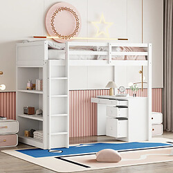 ComfortXL Lit Pour Enfant Avec Rangements Et Bureau - Lit Mezzanine 90 X 200 Cm En Bois Blanc