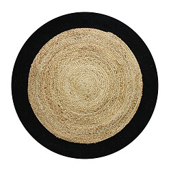 Thedecofactory FUNNY JUTE - Tapis rond en jute et coton bande noire diam.120 