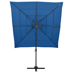 ComfortXL Parasol à 4 Niveaux Avec Mât En Aluminium Bleu Azuré 250x250 Cm