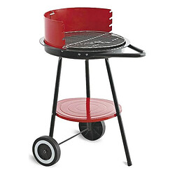 Totalcadeau Barbecue au charbon de bois Noir Rouge avec roues (ø 43 cm) pas cher