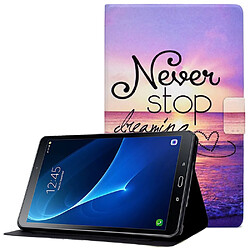 Etui en PU anti-chute avec support et porte-cartes pour votre Samsung Galaxy Tab A 10.1 (2016) T580/T585 - eau de mer