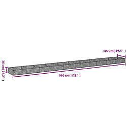 vidaXL Lit surélevé de jardin 960x100x36 cm acier corten pas cher