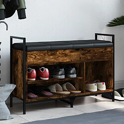 Maison Chic Banc à chaussures | Meuble de rangement à chaussures Meuble d'Entrée chêne fumé 85,5x32x57,5 cm bois d'ingénierie -MN32313