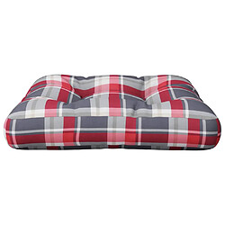 Avis vidaXL Coussin de palette motif à carreaux rouge 60x60x12 cm tissu